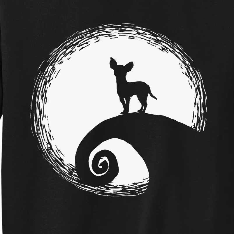 Chihuahua And Moon Halloween Funny For Dog Lover Tall Sweatshirt