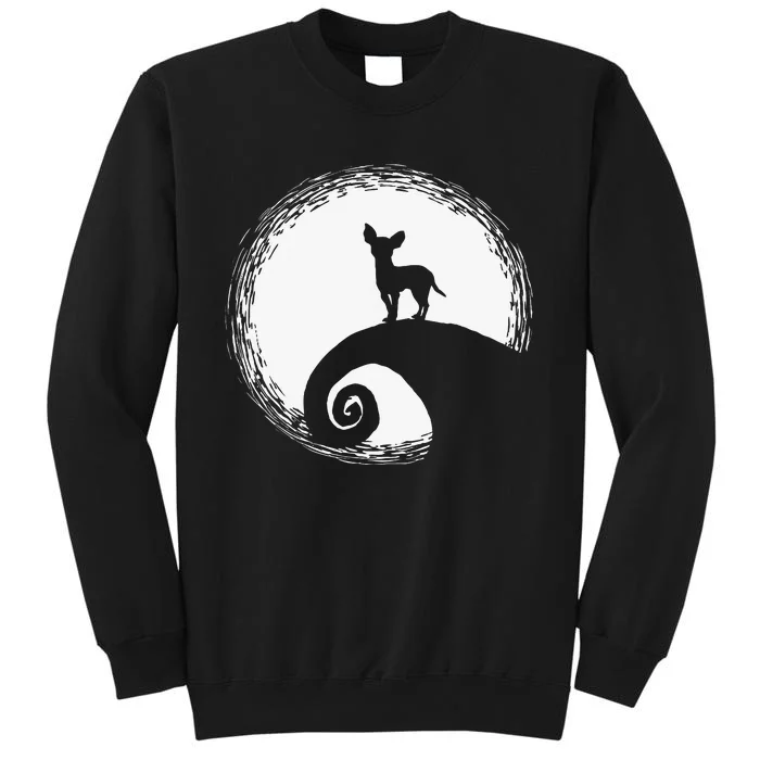 Chihuahua And Moon Halloween Funny For Dog Lover Tall Sweatshirt