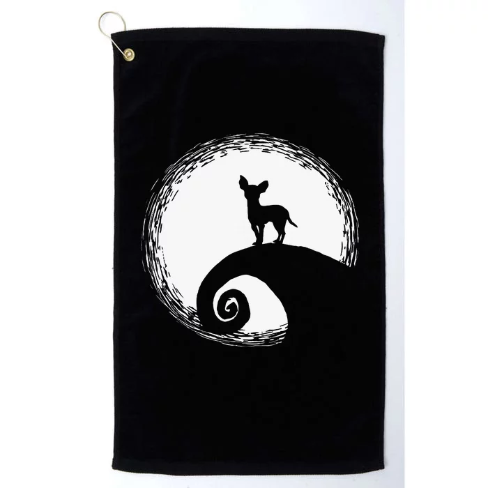 Chihuahua And Moon Halloween Funny For Dog Lover Platinum Collection Golf Towel