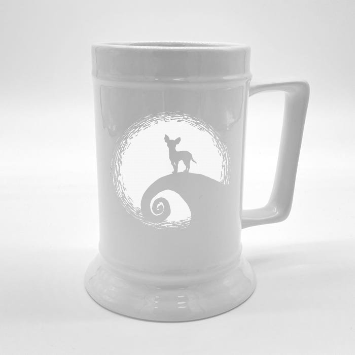 Chihuahua And Moon Halloween Funny For Dog Lover Front & Back Beer Stein