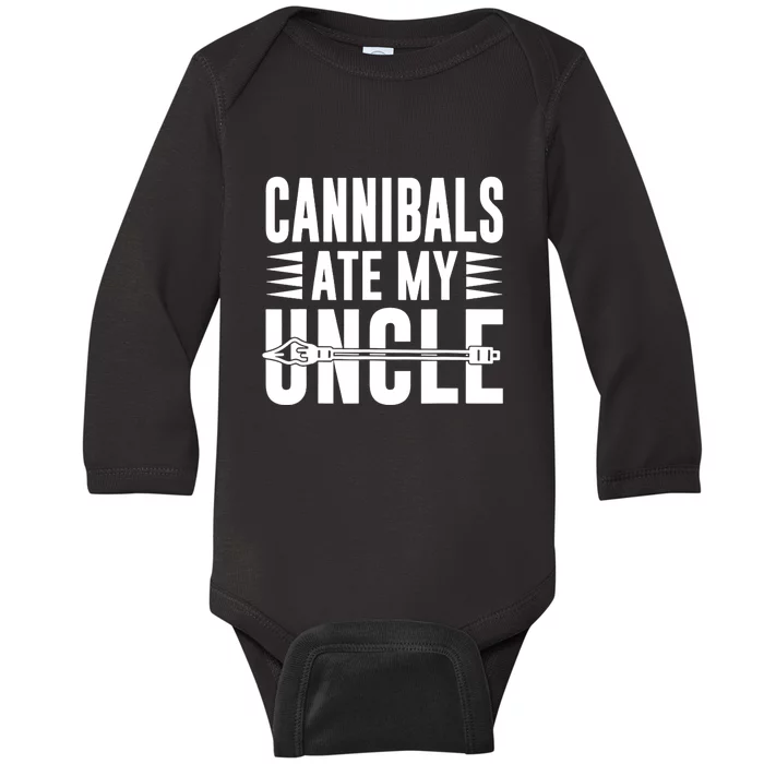 Cannibals Ate My Uncle Joe Biden Saying Funny Trump 2024 Baby Long Sleeve Bodysuit