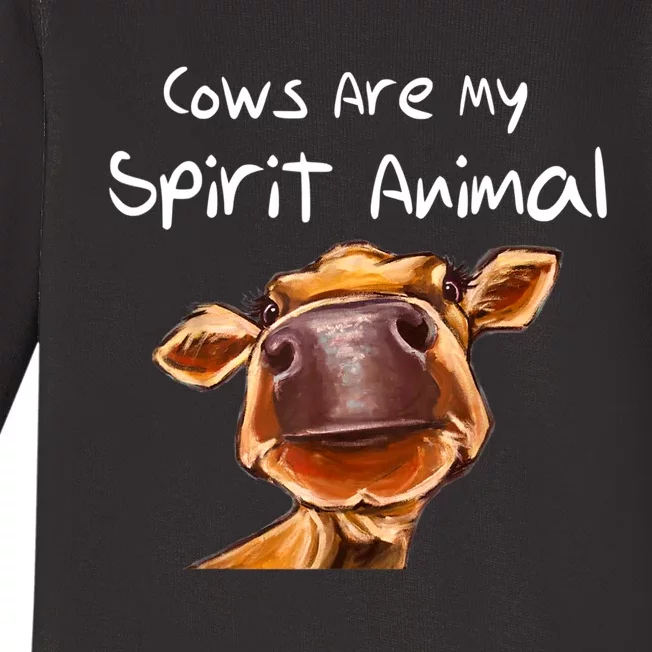 Cows Are My Spirit Animal Cute Cow Saying For Cow Lovers Baby Long Sleeve Bodysuit