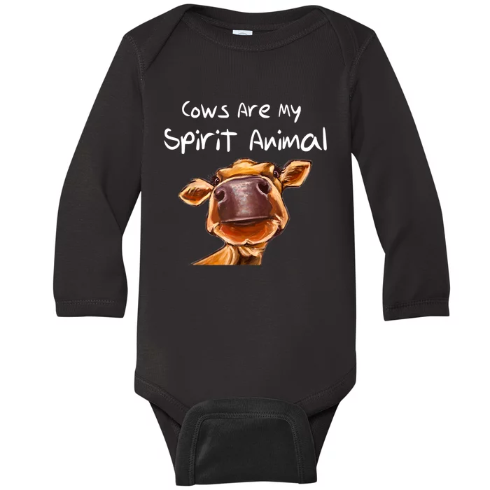 Cows Are My Spirit Animal Cute Cow Saying For Cow Lovers Baby Long Sleeve Bodysuit