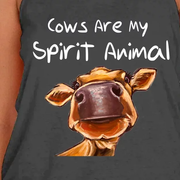 Cows Are My Spirit Animal Cute Cow Saying For Cow Lovers Women's Knotted Racerback Tank