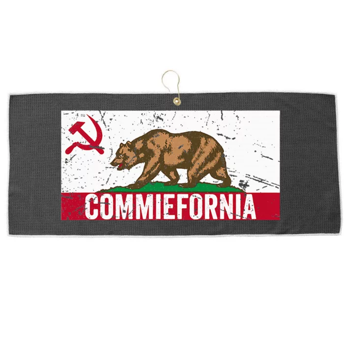 Commiefornia Anti Marxist Communist California Flag Large Microfiber Waffle Golf Towel