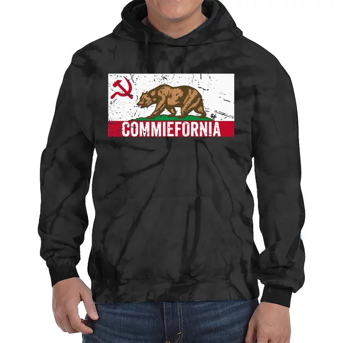 Commiefornia Anti Marxist Communist California Flag Tie Dye Hoodie