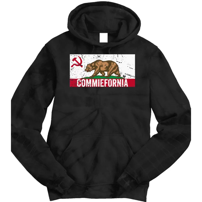 Commiefornia Anti Marxist Communist California Flag Tie Dye Hoodie