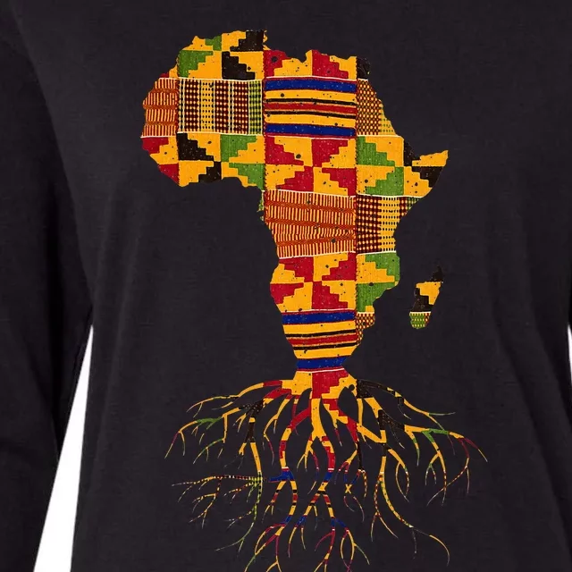 Cool Africa Map Traditional Kente Cloth African Roots Womens Cotton Relaxed Long Sleeve T-Shirt