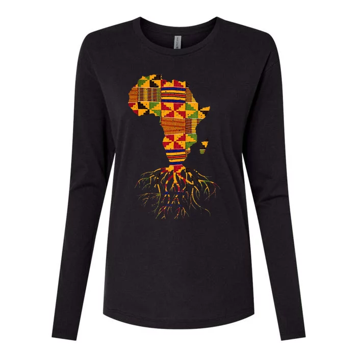 Cool Africa Map Traditional Kente Cloth African Roots Womens Cotton Relaxed Long Sleeve T-Shirt