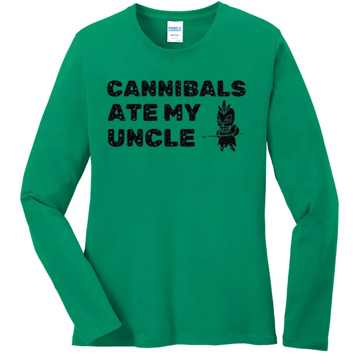 Cannibals Ate My Uncle Joe Biden Saying Funny Trump 2024 Ladies Long Sleeve Shirt