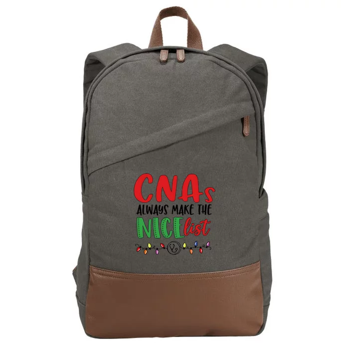 Cnas Always Make The Nice List Nurse Christmas Cna Cotton Canvas Backpack