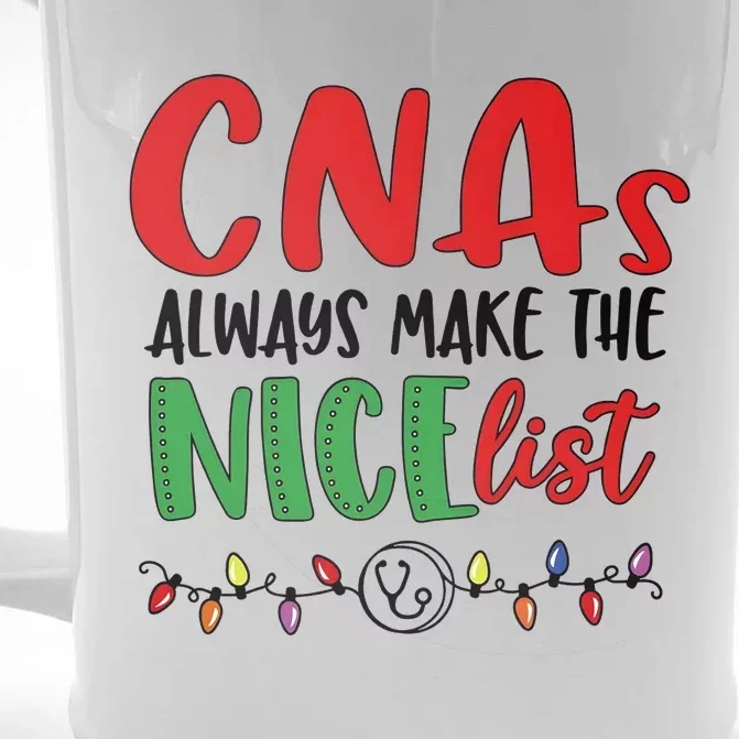 Cnas Always Make The Nice List Nurse Christmas Cna Front & Back Beer Stein