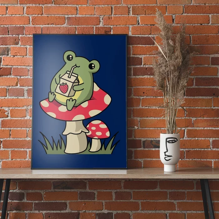 Cottagecore Aesthetic Mushroom Frog Goblincore Mycology Poster