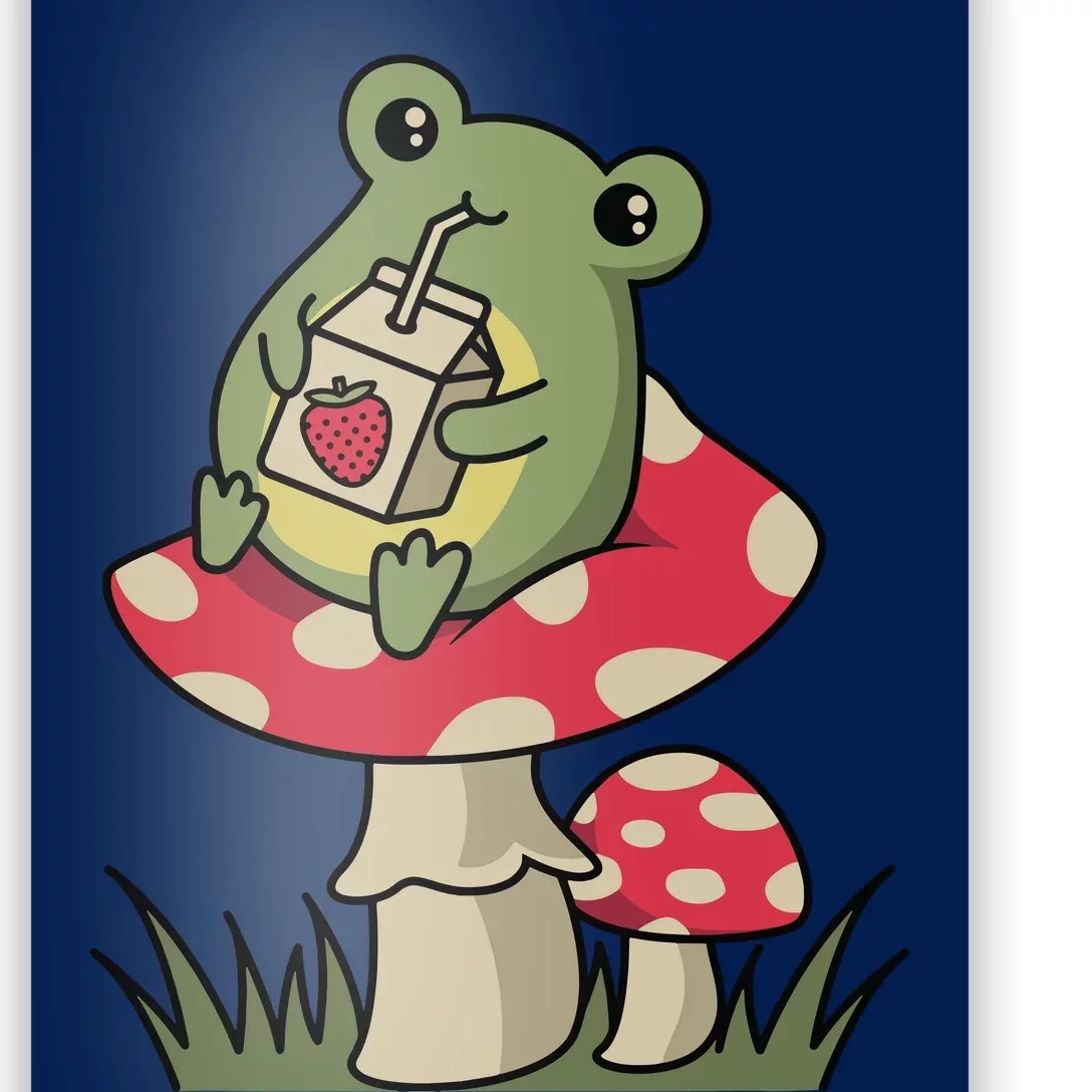 Cottagecore Aesthetic Mushroom Frog Goblincore Mycology Poster