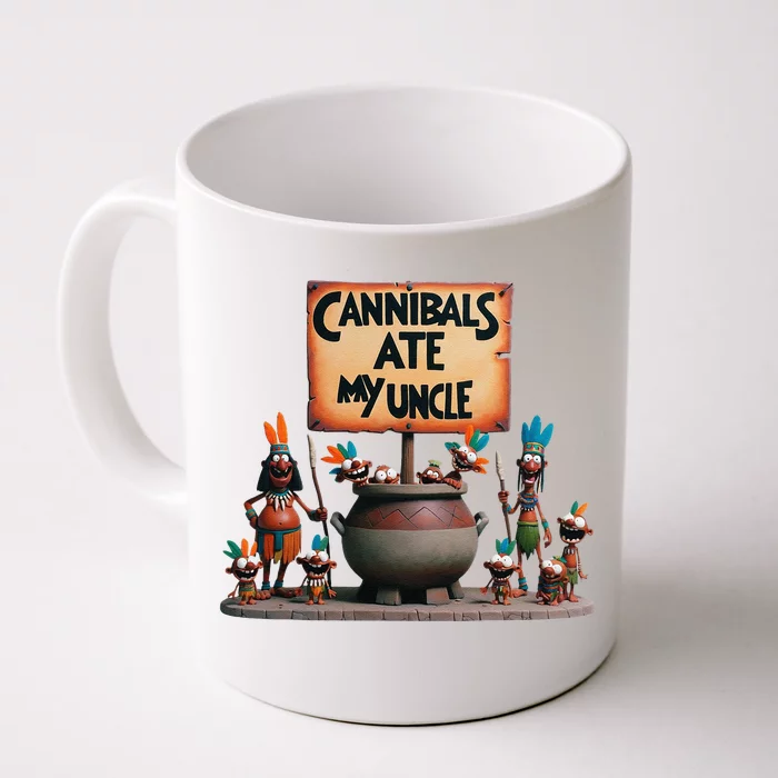 Cannibals Ate My Uncle Biden And Trump Political Satire Front & Back Coffee Mug