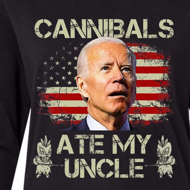 Cannibals Ate My Uncle Biden Trump Womens Cotton Relaxed Long Sleeve T-Shirt