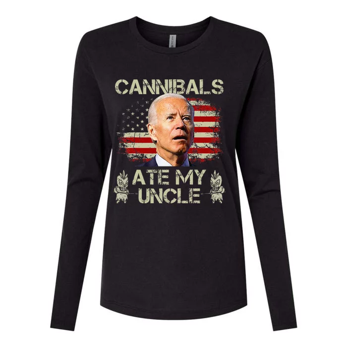 Cannibals Ate My Uncle Biden Trump Womens Cotton Relaxed Long Sleeve T-Shirt