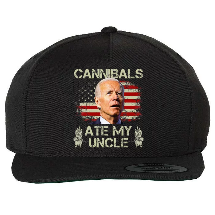 Cannibals Ate My Uncle Biden Trump Wool Snapback Cap