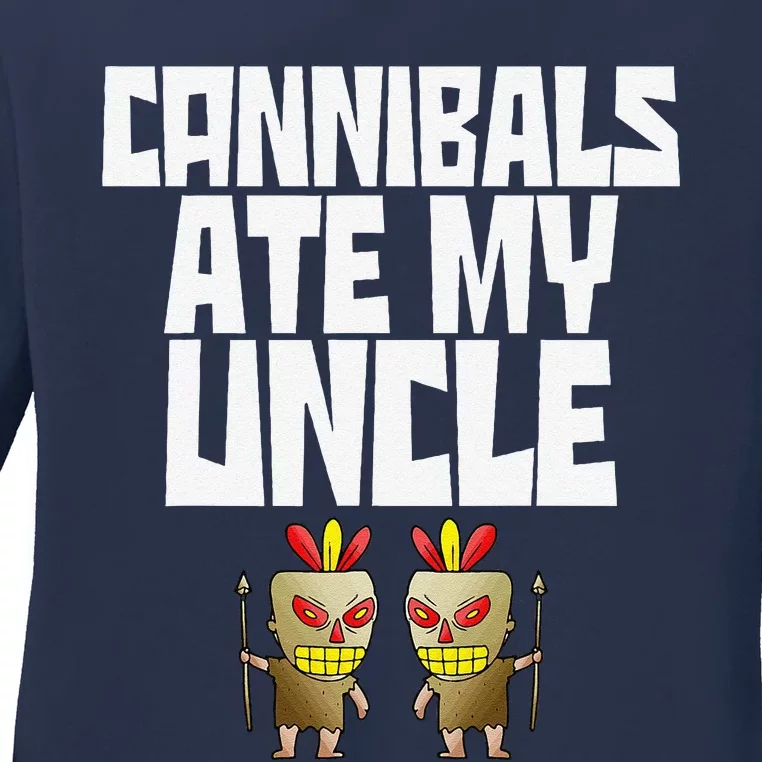 Cannibals Ate My Uncle Joe Biden Saying Funny Trump 2024 Ladies Long Sleeve Shirt