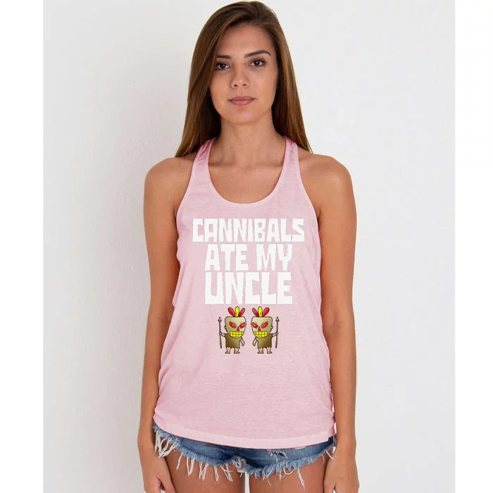 Cannibals Ate My Uncle Joe Biden Saying Funny Trump 2024 Women's Knotted Racerback Tank