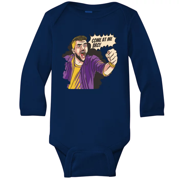 Come At Me Bro Comic Baby Long Sleeve Bodysuit