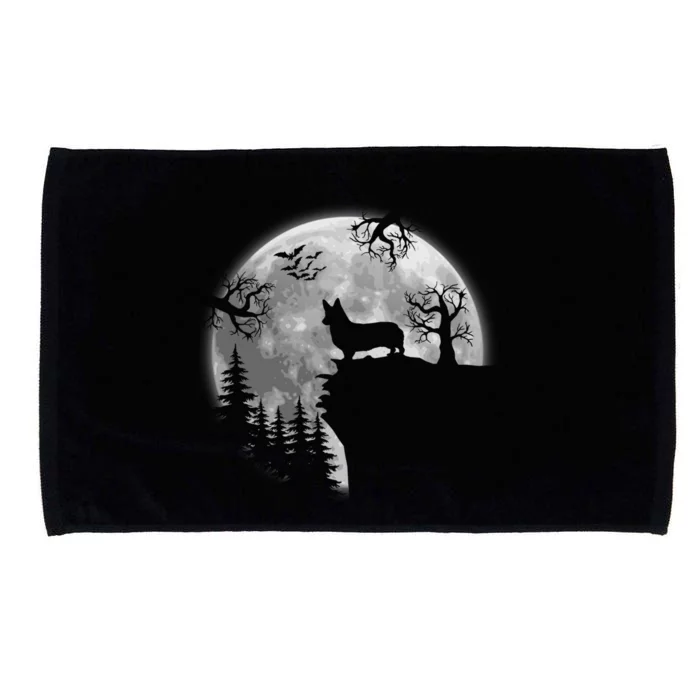 Corgi And Moon Halloween Corgi Lover Halloween Gift Microfiber Hand Towel