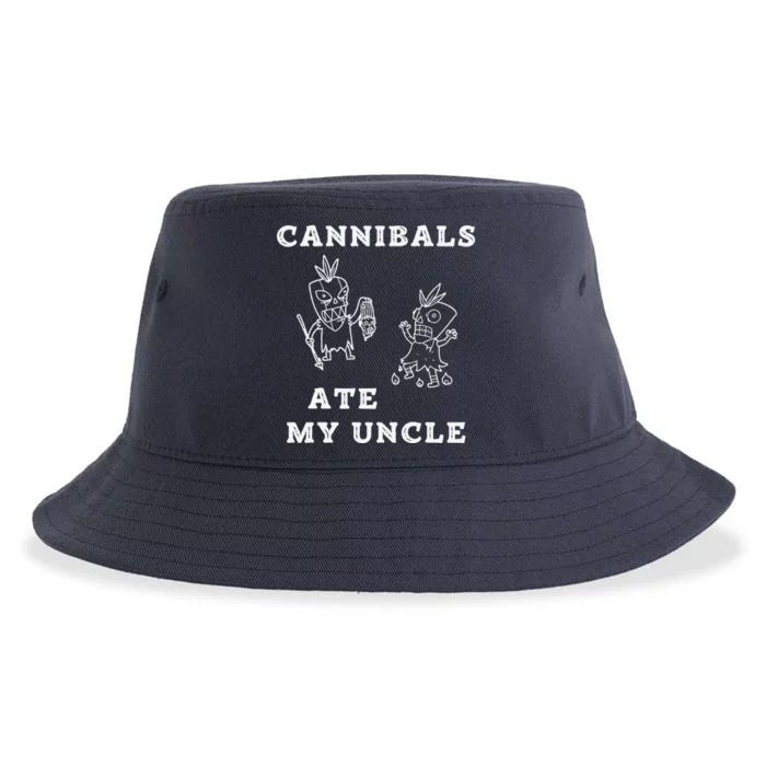 Cannibals Ate My Uncle Trendy Funny Current Sustainable Bucket Hat