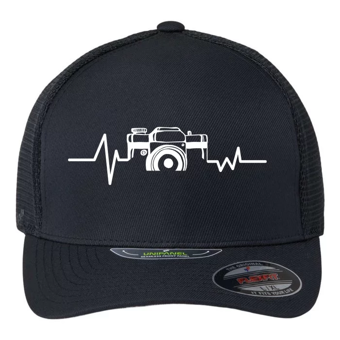 Camera Photographer Heartbeat Flexfit Unipanel Trucker Cap