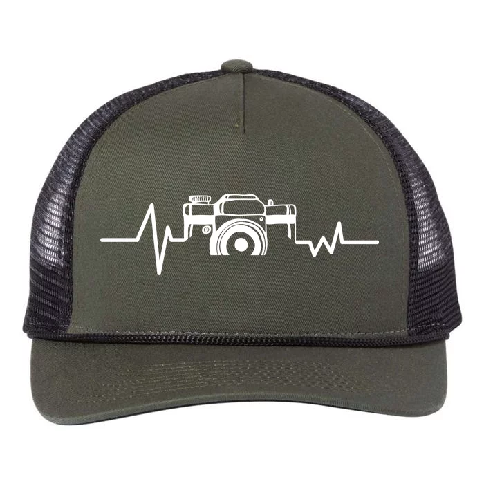 Camera Photographer Heartbeat Retro Rope Trucker Hat Cap