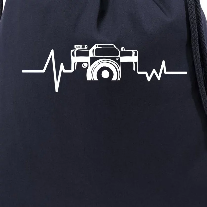 Camera Photographer Heartbeat Drawstring Bag