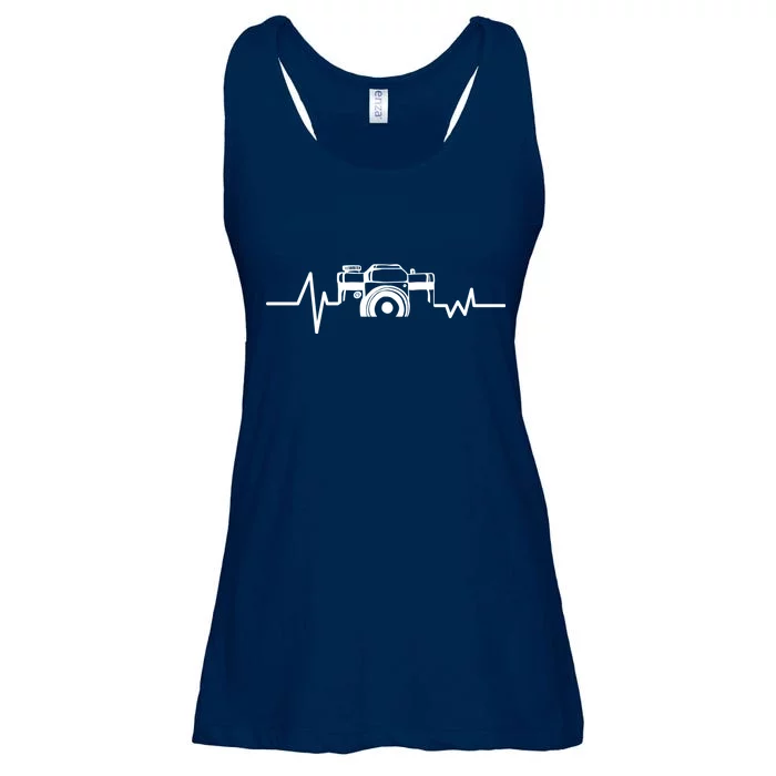 Camera Photographer Heartbeat Ladies Essential Flowy Tank