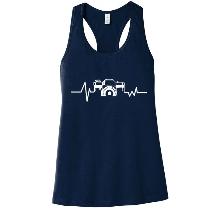 Camera Photographer Heartbeat Women's Racerback Tank