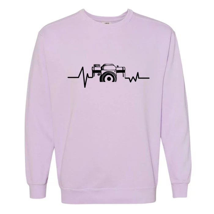 Camera Photographer Heartbeat Garment-Dyed Sweatshirt