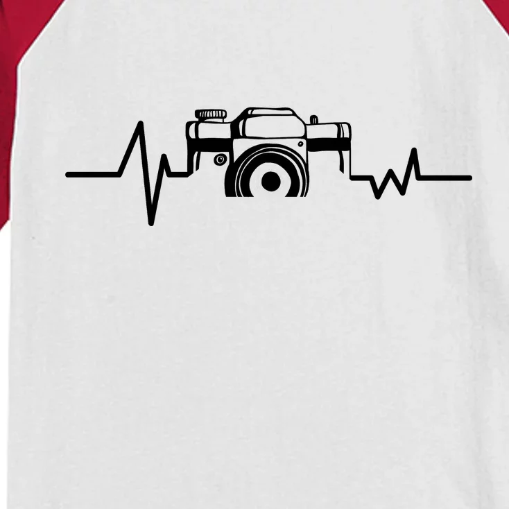 Camera Photographer Heartbeat Kids Colorblock Raglan Jersey