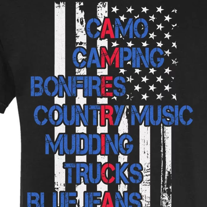 Camo Camping Bonfires Country Music Mudding  Trucks Blue Jeans Garment-Dyed Heavyweight T-Shirt