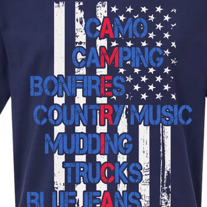 Camo Camping Bonfires Country Music Mudding  Trucks Blue Jeans Sueded Cloud Jersey T-Shirt