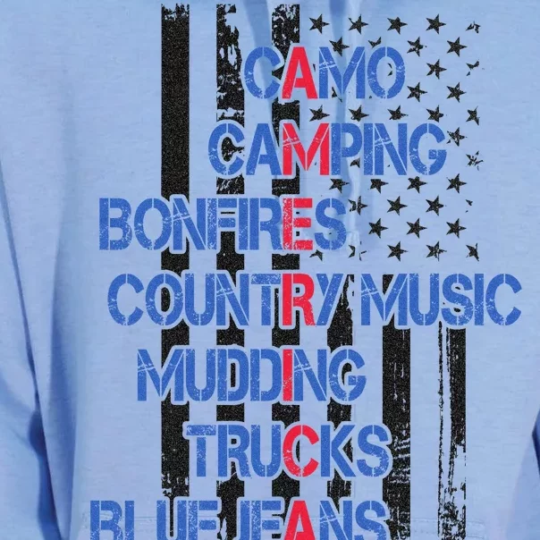 Camo Camping Bonfires Country Music Mudding  Trucks Blue Jeans Unisex Surf Hoodie