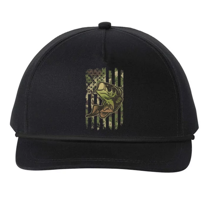 Camouflage American Flag Fishing Camo Snapback Five-Panel Rope Hat