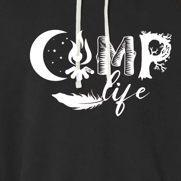 Camp Life Cute Camping Nature Logo Garment-Dyed Fleece Hoodie