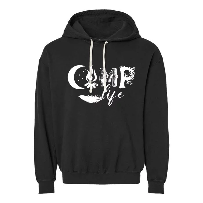 Camp Life Cute Camping Nature Logo Garment-Dyed Fleece Hoodie