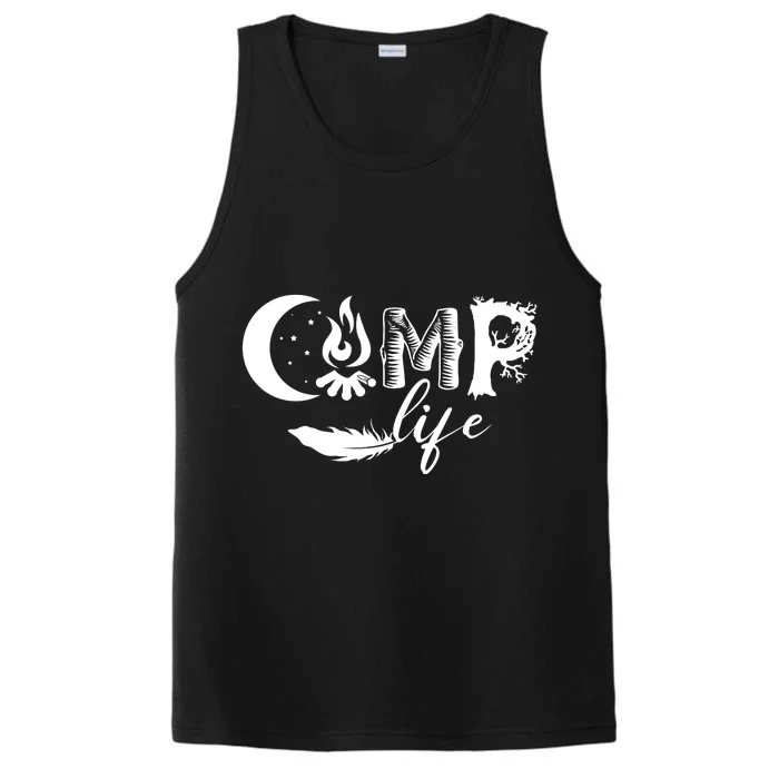 Camp Life Cute Camping Nature Logo Performance Tank