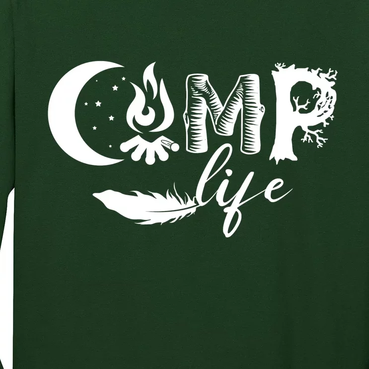 Camp Life Cute Camping Nature Logo Long Sleeve Shirt