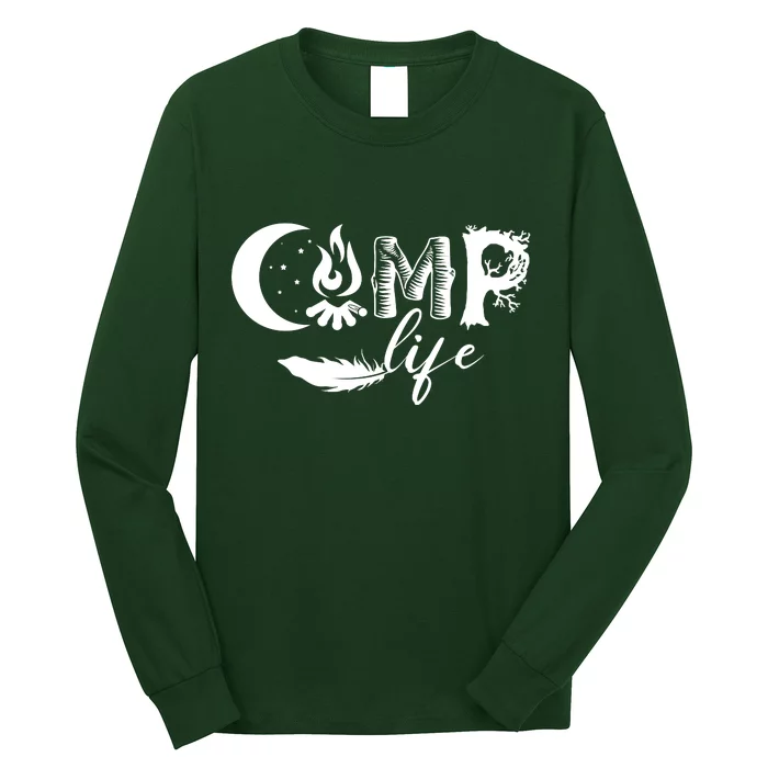 Camp Life Cute Camping Nature Logo Long Sleeve Shirt