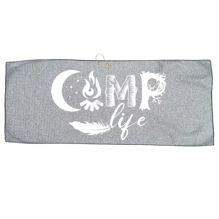 Camp Life Cute Camping Nature Logo Large Microfiber Waffle Golf Towel