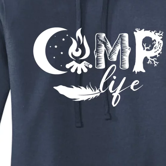 Camp Life Cute Camping Nature Logo Women's Pullover Hoodie