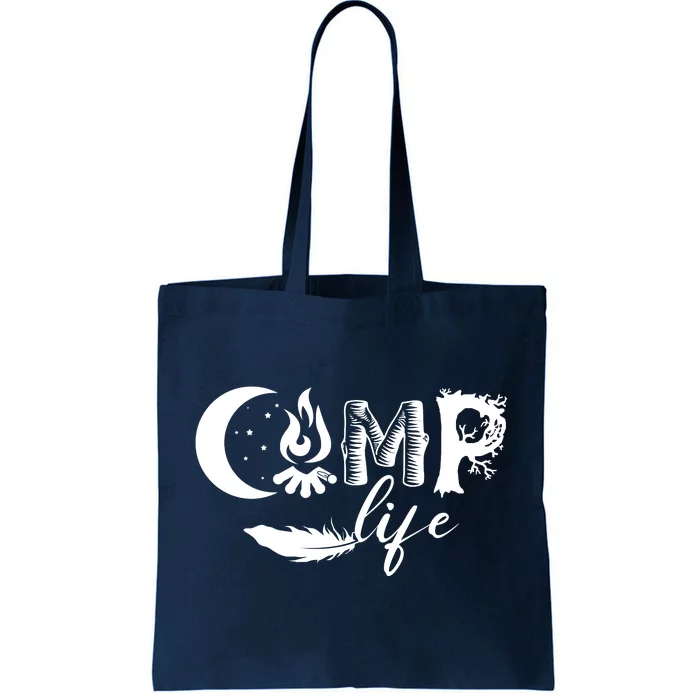 Camp Life Cute Camping Nature Logo Tote Bag