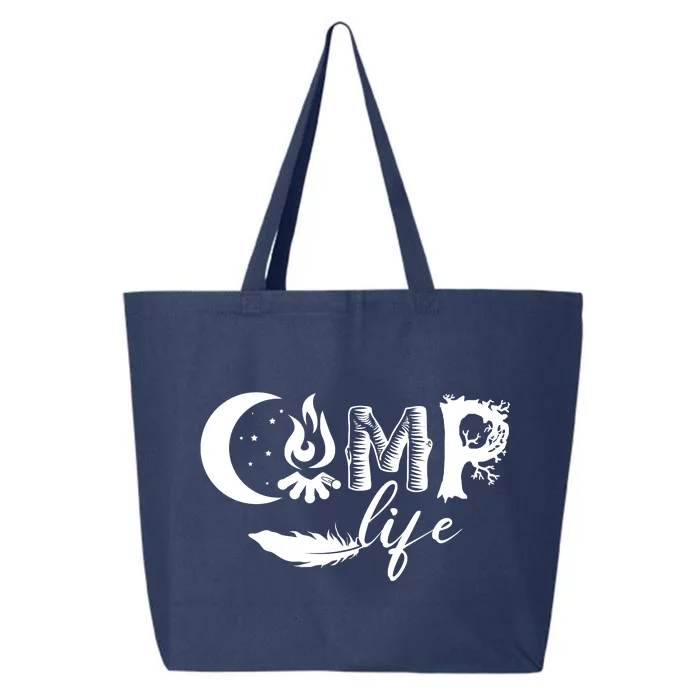 Camp Life Cute Camping Nature Logo 25L Jumbo Tote