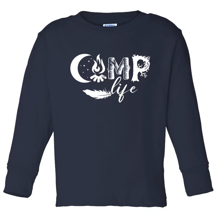 Camp Life Cute Camping Nature Logo Toddler Long Sleeve Shirt