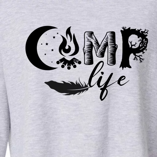 Camp Life Cute Camping Nature Logo Cropped Pullover Crew