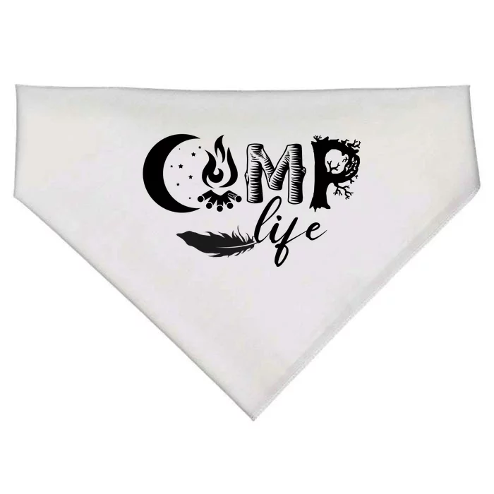 Camp Life Cute Camping Nature Logo USA-Made Doggie Bandana